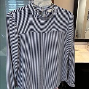 LOFT Blue and White Striped Blouse
